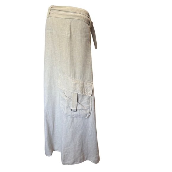 Johnny Was Beige Maxi Skirt w/ Belt & Side Pocket Womens Size 6 100% Linen - Picture 3 of 7